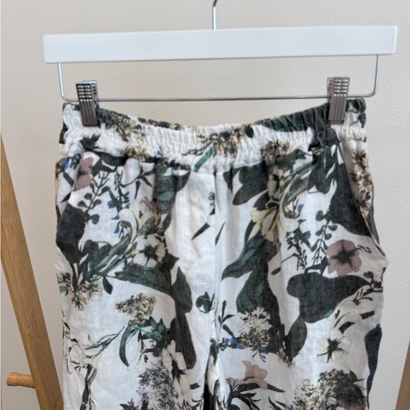 Puro Lino Floral Elastic Waist Pants - Picture 2 of 7